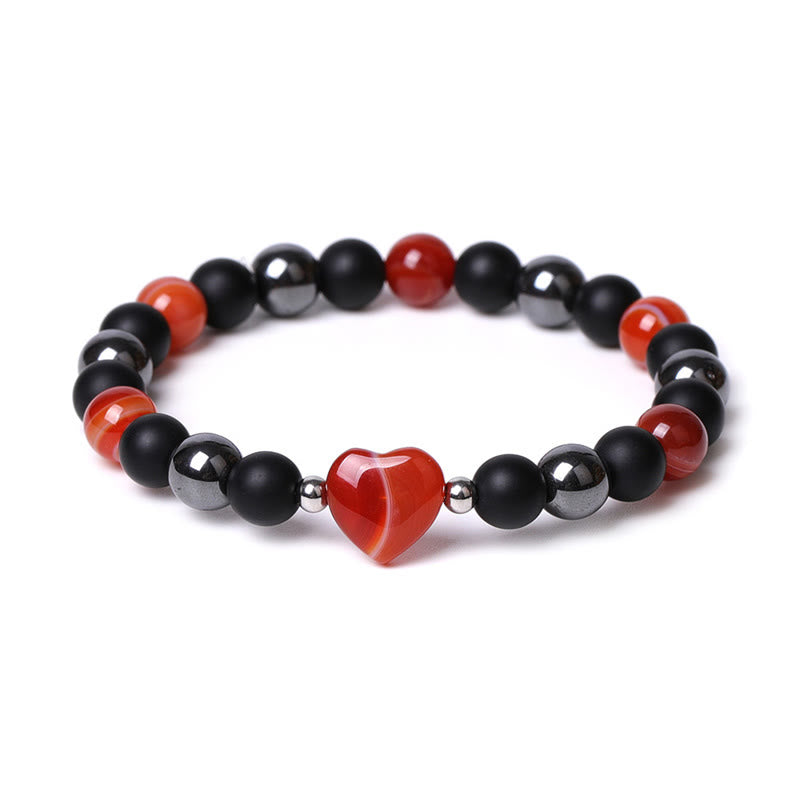 KarmaRipple's Black Onyx Tiger Eye Stone Gemstone Love Heart Protection Bracelet p13