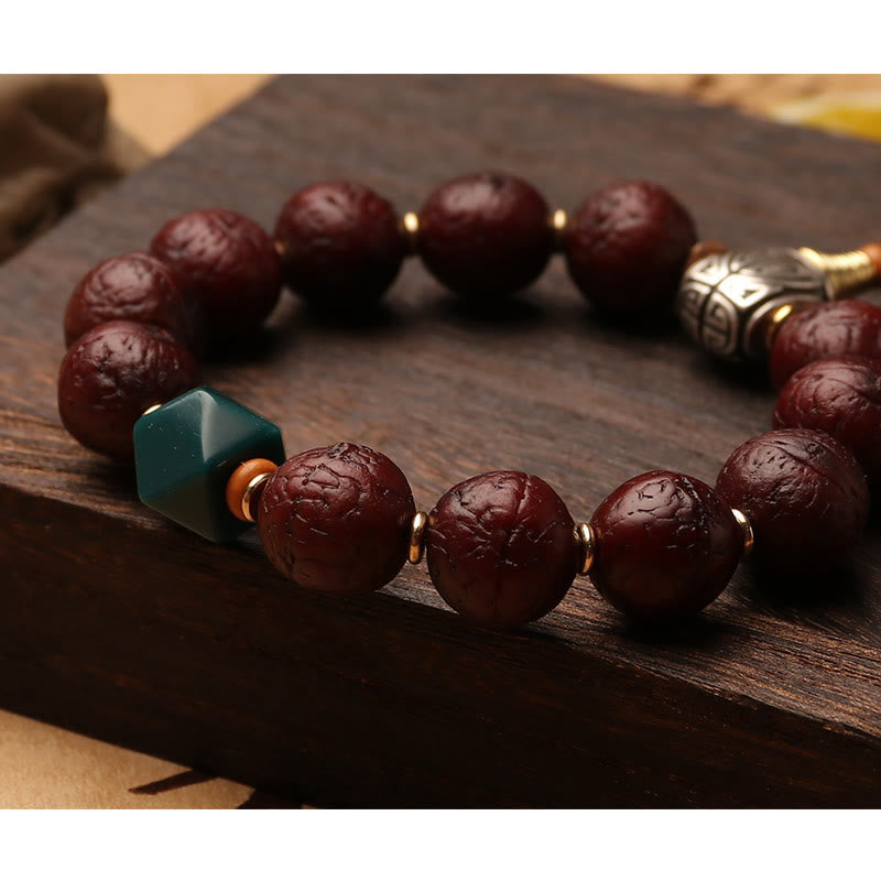 KarmaRipple's Tibetan Bodhi Seed Agate Bead Fortune Wealth Tassel Talisman Wrist Mala p9