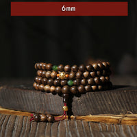 KarmaRipples 999 Gold 108 Mala Perlenarbeit Kalimantan Adlerholz Cyan Jade Sechs wahre Worte Stärke Armband