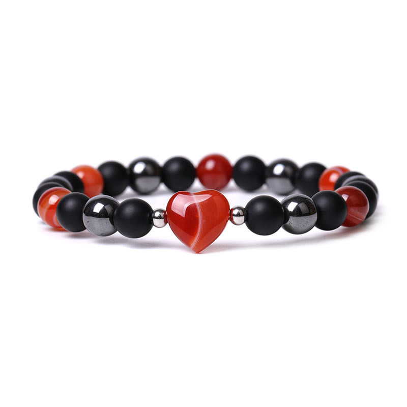 KarmaRipple's Black Onyx Tiger Eye Stone Gemstone Love Heart Protection Bracelet p3