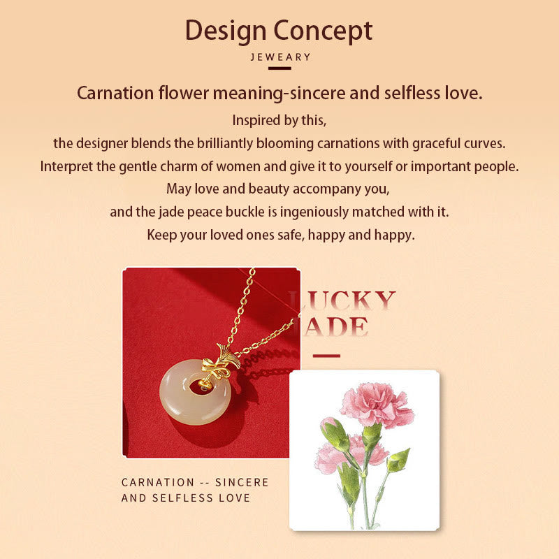 KarmaRipple's 925 Sterling Silver Authentic Hetian Jade Carnation Flower Prosperity Pendant Necklace p9