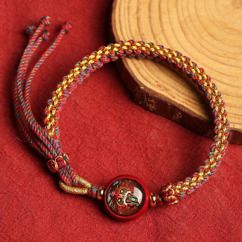 KarmaRipple's Colorful Rope Cinnabar Thangka Blessing Woven Bracelet p4