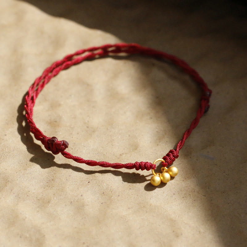 KarmaRipple's 925 Sterling Silver Gold Plated Fortune Red String Bracelet p3
