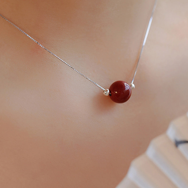 KarmaRipple's 925 Sterling Silver Cinnabar Bead Calm Blessing Pendant Necklace p7