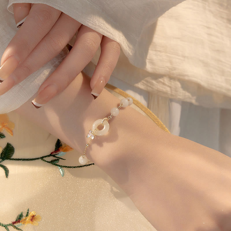 KarmaRipple's 925 Sterling Silver Authentic Hetian Jade Peace Buckle Orchid Fortune Bracelet Pendant Necklace Set p7