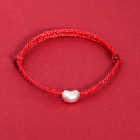KarmaRipples handgefertigtes gewebtes Armband „Fortune Connection“ aus 999er Sterlingsilber mit Bohnendesign 