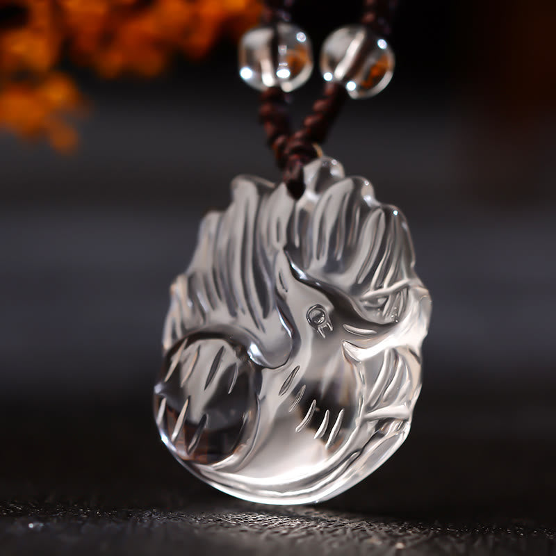 KarmaRipple's Authentic Amethyst Ivory Gemstone Citrine Nine Tailed Fox Fortune Pendant Necklace p4