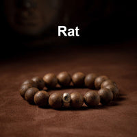 KarmaRipples Armband mit chinesischem Tierkreiszeichen und Geburts-Buddha, authentisches Adlerholz, Silber, Frieden, Ruhe
