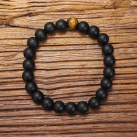 KarmaRipples 108 Mala-Perlenarbeit, mattierter Stein, Tigerauge, Balance-Armband, Anhänger, Halskette