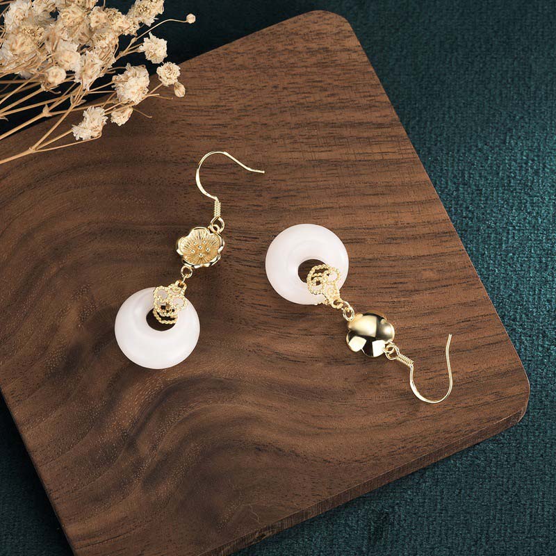 KarmaRipple's FengShui Ivory Jade Blessing Drop Earrings p23