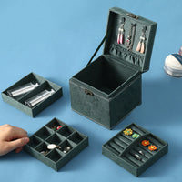 KarmaRipple's Schmuckschatulle-Organizer, dreilagige Schmuckaufbewahrungsbox, Flanell-Geschenkbox