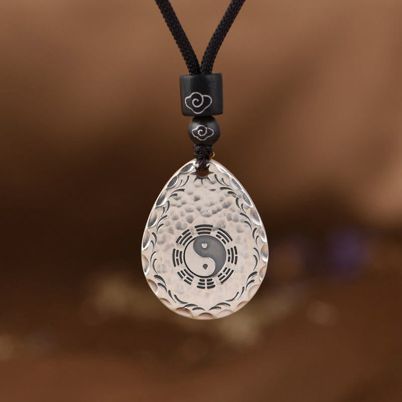 KarmaRipple's Vintage 999 Sterling Silver Yin Yang Bagua Water Drop Design Balance Balance Pendant Necklace p20