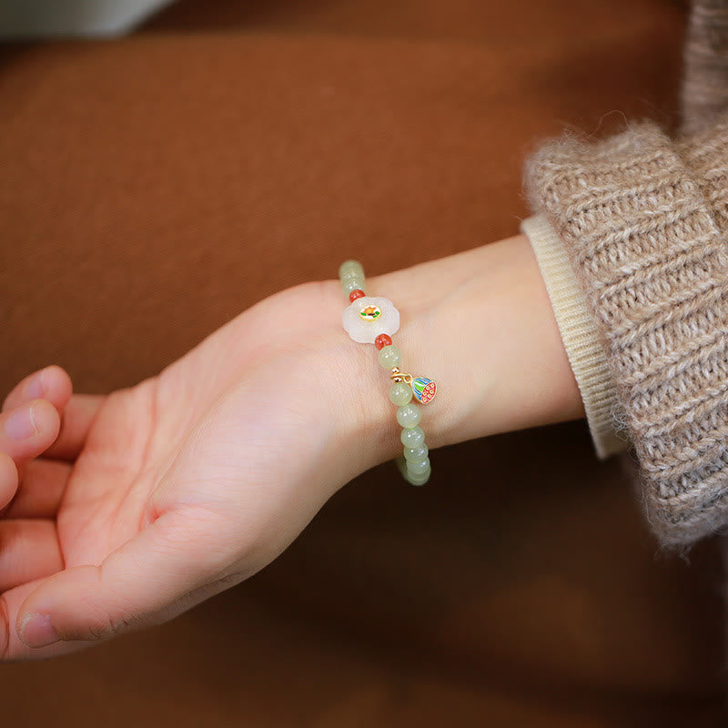 KarmaRipple's 925 Sterling Silver Plated Gold Authentic Hetian Jade Bead Gourd Lotus Bamboo Fu Character Fortune Bracelet p29