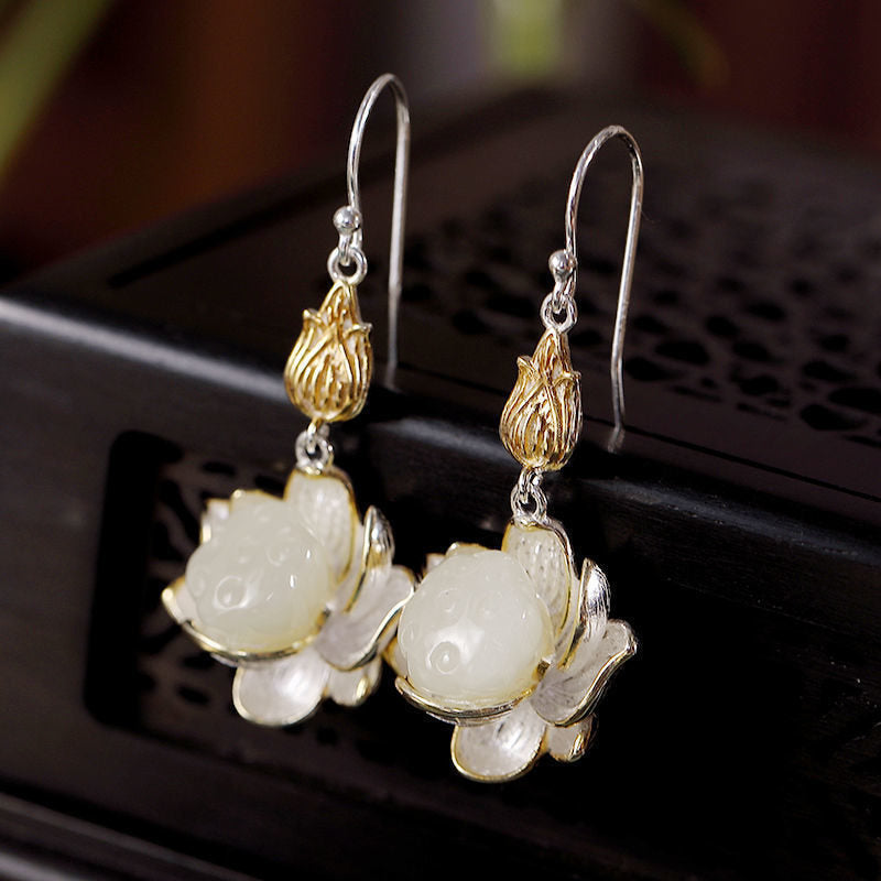 KarmaRipple's Ivory Jade Protection Balance Drop Earrings p10