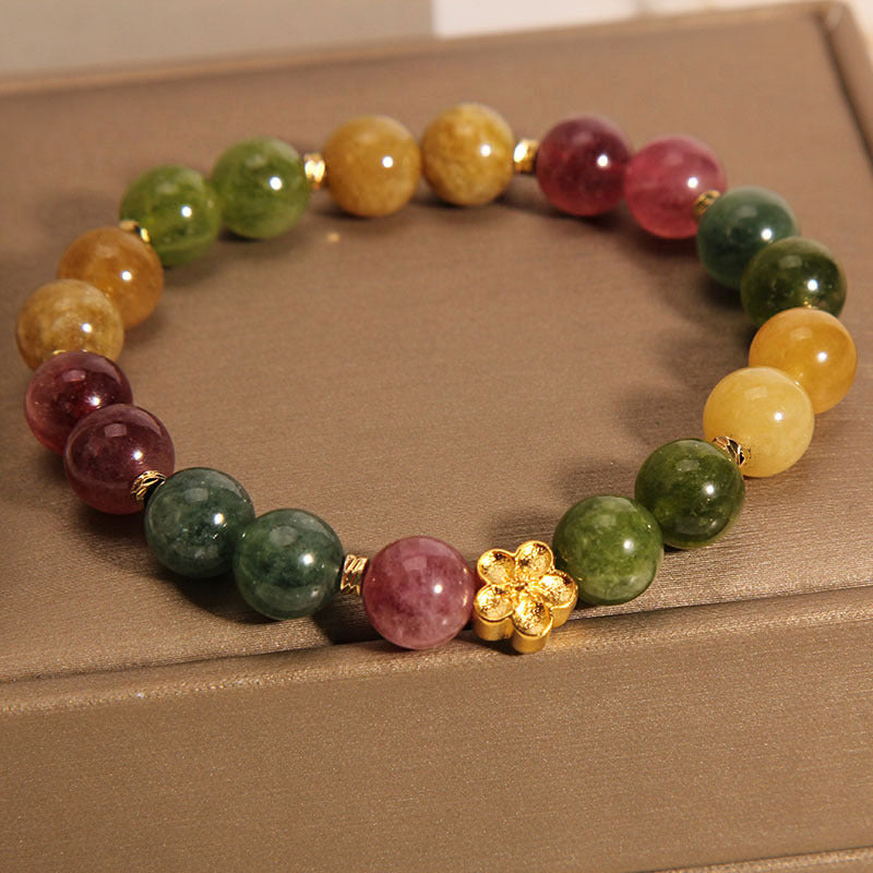 KarmaRipple's Authentic Colorful Tourmaline Golden Flower Positive Bracelet p3
