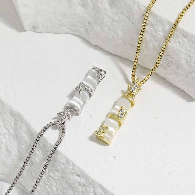 KarmaRipple's Chalcedony Bamboo Pattern Balance Pendant Necklace p4