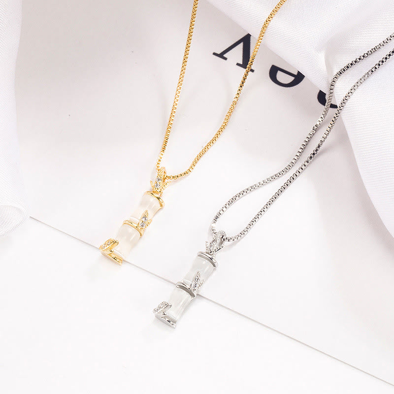 KarmaRipple's Chalcedony Bamboo Pattern Balance Pendant Necklace p17