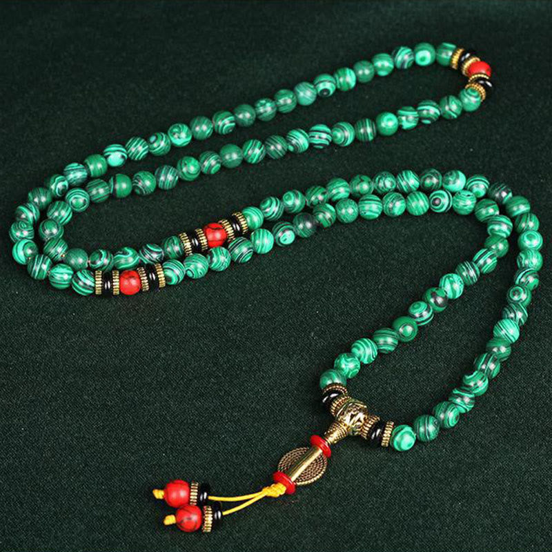 KarmaRipple's Tibetan 108 Mala Malachite Beadwork Bracelet Pendant p7