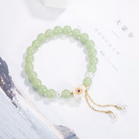 KarmaRipples Jade-Pfirsichblüten-Perlen-Glückssegen-Armband