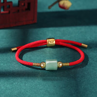 KarmaRipples handgefertigtes Tibet-Armband aus grünem Aventurin, rotem Stein, Malachit, Glücksschutz und gewebtem Seil