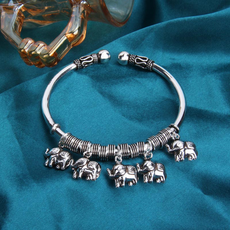 KarmaRipple's 925 Sterling Silver Elephant Strength Bracelet Bangle p8