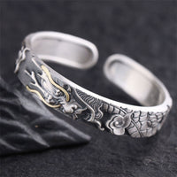 KarmaRipples 999 Sterling Silber Drachenstärke Schutzarmband Armreif