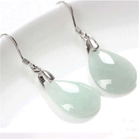 KarmaRipple's 925 Sterling Silber Jade Wassertropfen Glücksohrringe