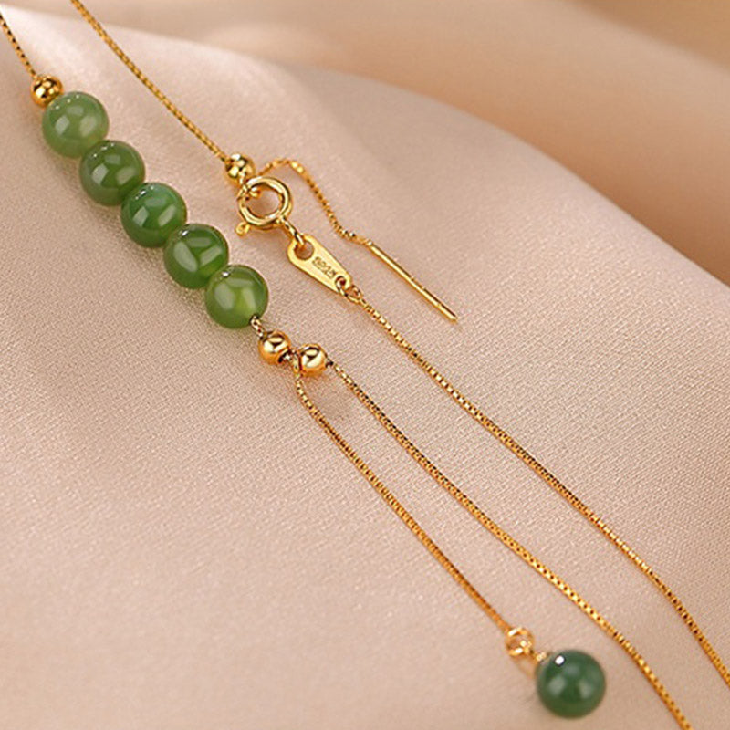 KarmaRipple's 925 Sterling Silver Cyan Jade Beadwork Balancing Pendant Necklace p9