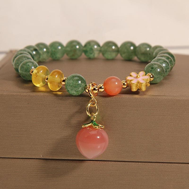 KarmaRipple's Authentic Green Strawberry Quartz Love Peach Talisman Bracelet p9