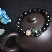 KarmaRipples authentisches Regenbogen-Obsidian-Goldglanz-Obsidian-Silberglanz-Obsidian-Fuchs-Balancearmband