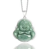 KarmaRipple Halskette mit Anhänger „Lachender Buddha“ aus Jade in Sterlingsilber 925