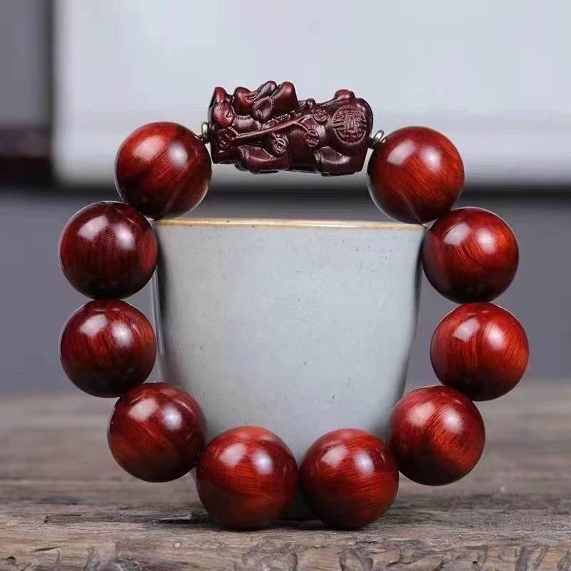 KarmaRipple's Small Leaf Red Sandalwood PiXiu Protection Bracelet p4