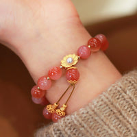 KarmaRipples 925er Sterlingsilber-Armband mit Yanyuan-Achat und Lotusblüte zur Erleuchtung