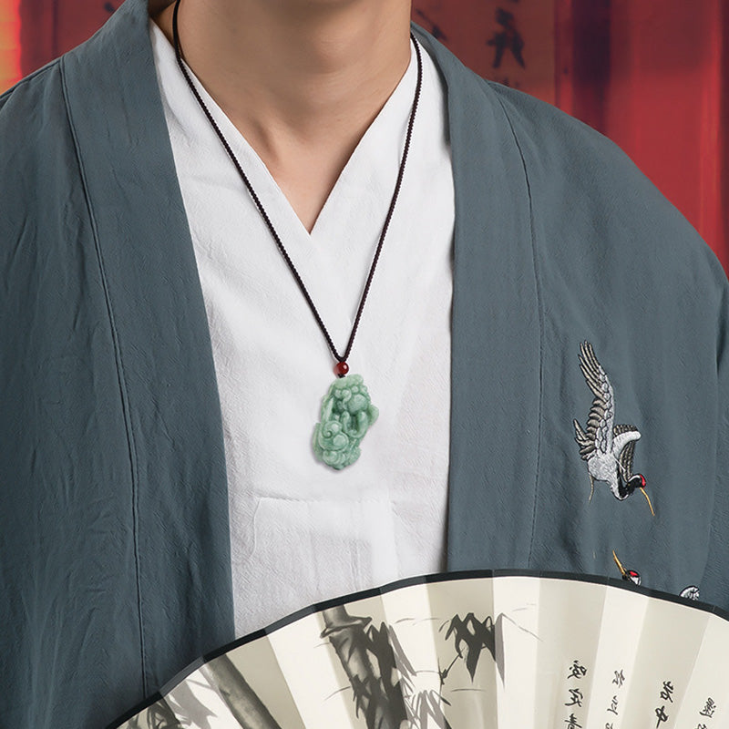 KarmaRipple's Jade PiXiu Wealth Fortune String Pendant Necklace p4