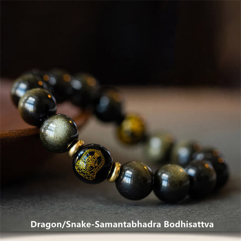 KarmaRipple's Chinese Zodiac Natal Buddha Gold Sheen Obsidian Wealth Protection Bracelet p31