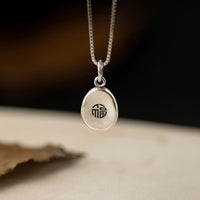 KarmaRipple's Halskette mit Anhänger aus 999er Sterlingsilber mit Peace and Joy Fu-Charakter Fortune Fortune aus 925er Sterlingsilber