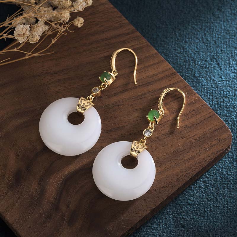 KarmaRipple's FengShui Ivory Jade Blessing Drop Earrings p10