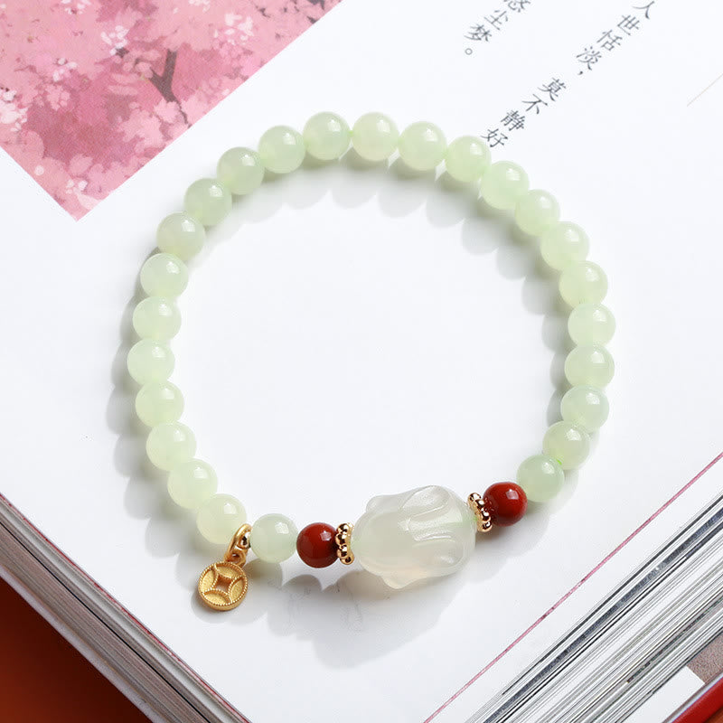 KarmaRipple's 925 Sterling Silver Plated Gold Authentic Hetian Jade Bead Gourd Lotus Bamboo Fu Character Fortune Bracelet p6