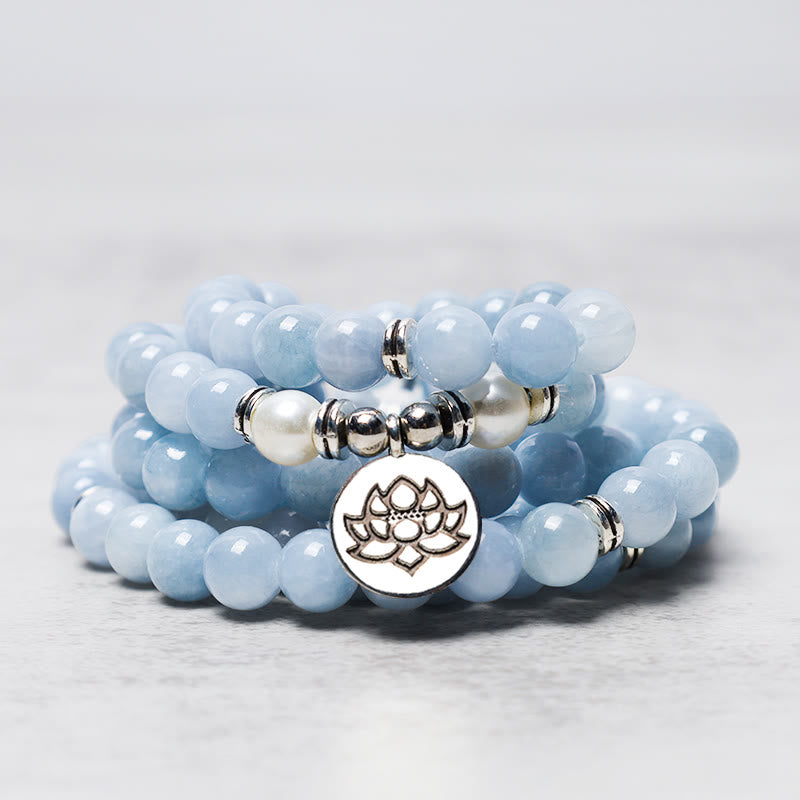 KarmaRipple's 108 Mala Beadwork Aquamarine Balancing Bracelet p3