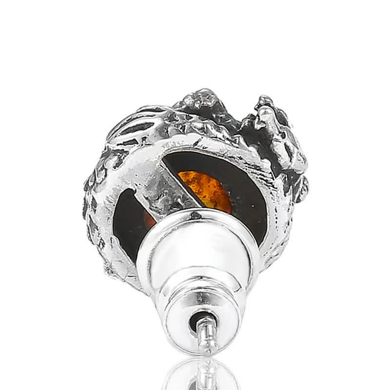 KarmaRipple's 925 Sterling Silver Authentic Amber Dragon Success Protection Stud Earring p11