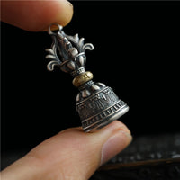 KarmaRipple's Tibet 925 Sterling Silber Om Mani Padme Hum Dorje Glocke Vajra Gravur Erleuchtung Halskette Hängende Dekoration