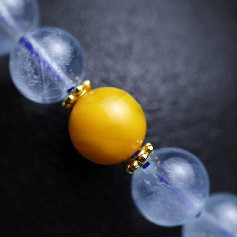 KarmaRipple's Aquamarine Red Agate Peace Gourd Talisman Bracelet p12