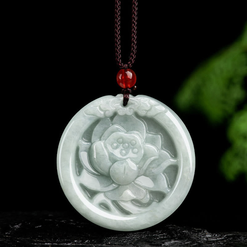 KarmaRipple's Authentic Jade Lotus Flower Carved Prosperity Pendant Necklace p9