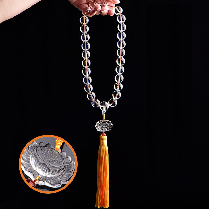 KarmaRipple's Authentic Ivory Gemstone Lotus Wrist Mala Meditation Tassels Pocket Mala Car Decoration p12