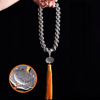KarmaRipples authentische Lotus-Mala mit Edelsteinen aus Elfenbein, Meditationsquasten, Taschen-Mala, Auto-Dekoration