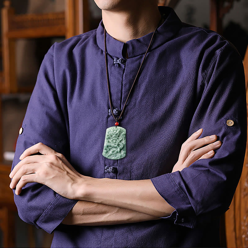 KarmaRipple's Authentic Jade Chinese Zodiac Dragon Sea Fortune String Pendant Necklace p4