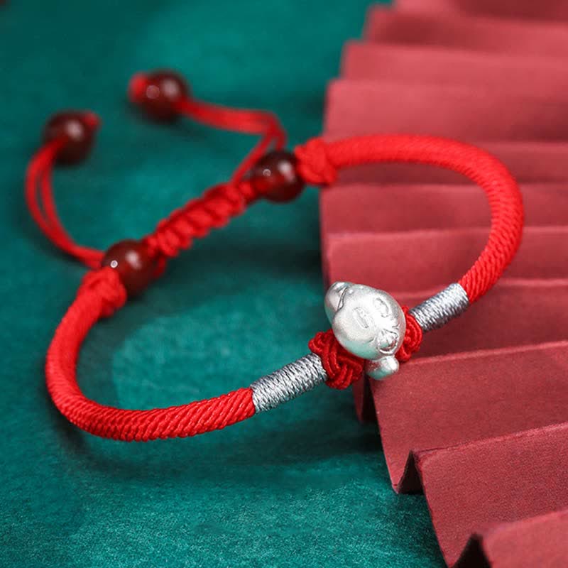 KarmaRipple's 999 Sterling Silver Chinese Zodiac Fortune Strength Red String Bracelet p29