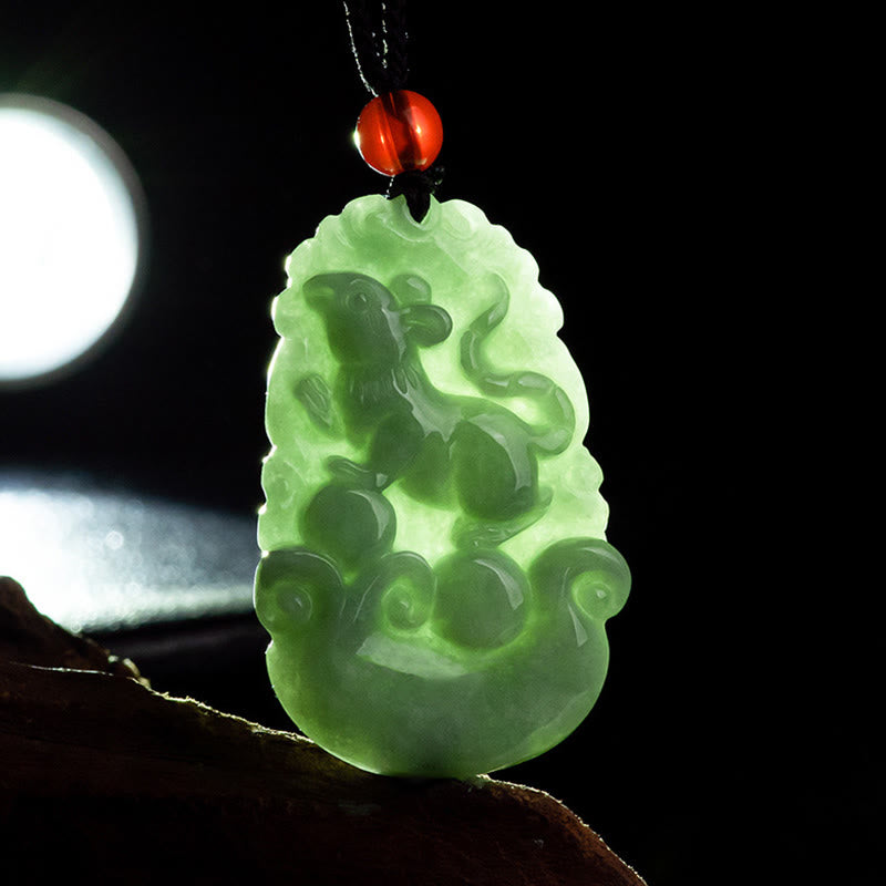 KarmaRipple's Authentic Green Jade 12 Chinese Zodiac Fortune Prosperity Pendant Necklace p18