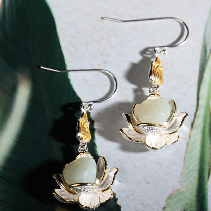 KarmaRipple's Ivory Jade Protection Balance Drop Earrings p4