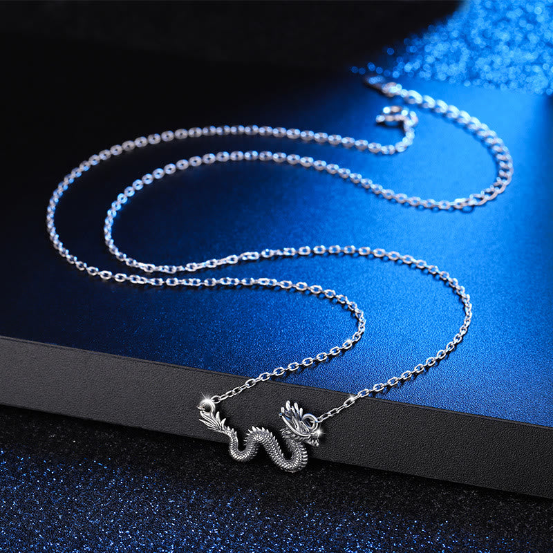 KarmaRipple's 925 Sterling Silver Year Of The Dragon Auspicious Dragon Protection Chain Pendant Necklace p2
